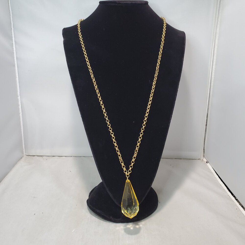 Banana Republic necklace features a large, faceted, yellow crystal teardrop pend